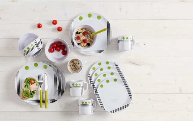 Set Di Stoviglie In Melamina Berger Dots 16 Pezzi Verde 1 Set Di Stoviglie In Melamina Berger Dots 16 Pezzi Verde